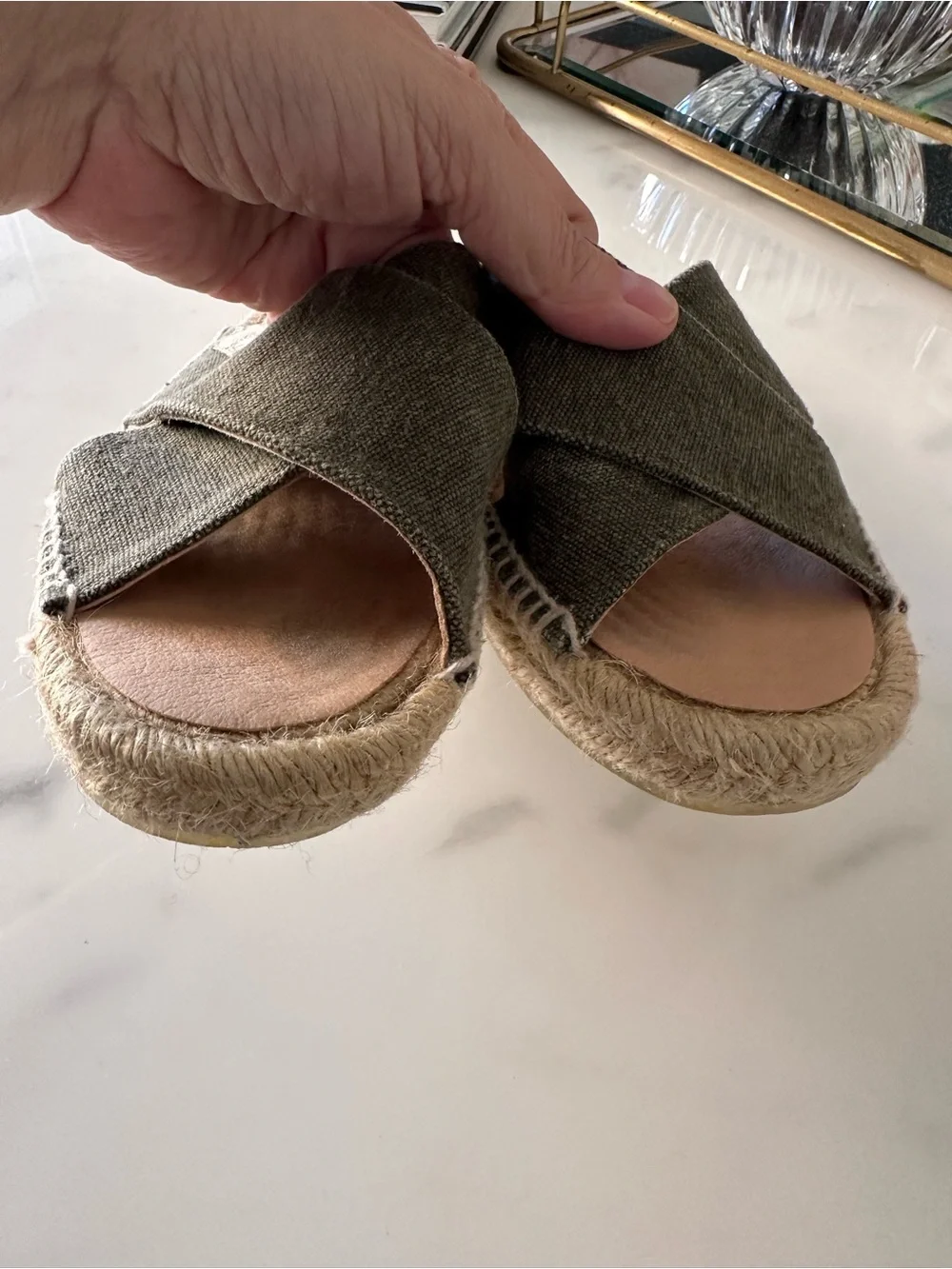 CASTAÑER ESPADRILLE SLIDES SANDALS GREEN SIZE 38